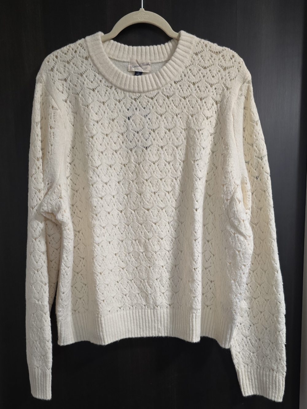 NWT Universal Thread Cream Openwork Crewneck Sweater, 2X